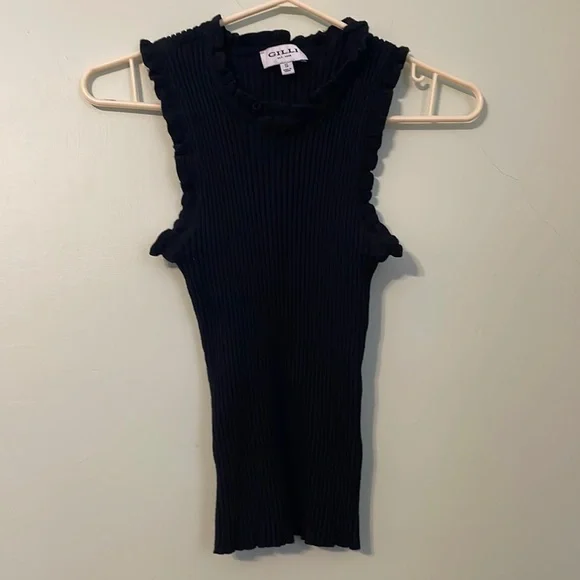 Gilli Black Ruffle Tank Top - Picture 2 of 4